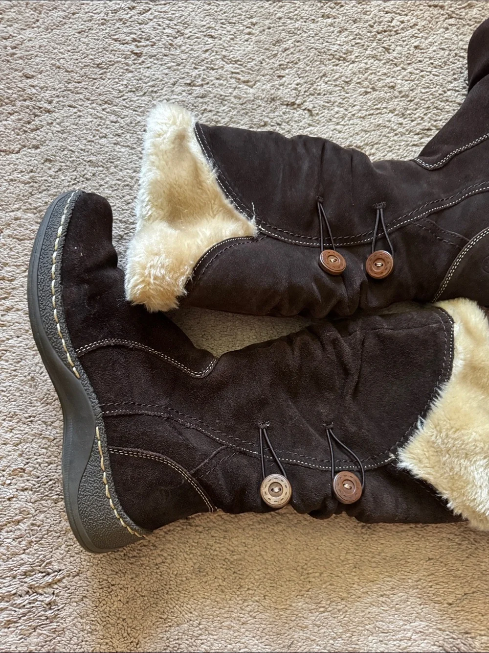 BareTraps Women's Dark Brown Faux Fur-Trim Mid-Calf Winter Boots. NWOT Size 8